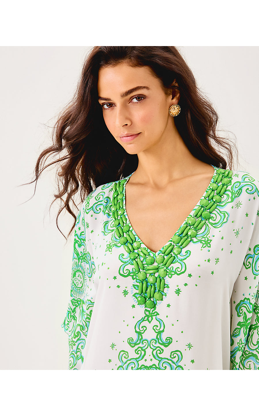 MARILLA SILK MAXI CAFTAN, RESORT WHITE SOL MATES ENGINEERED WOVEN DRESS