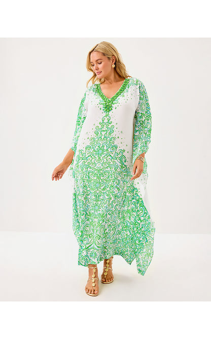 MARILLA SILK MAXI CAFTAN, RESORT WHITE SOL MATES ENGINEERED WOVEN DRESS