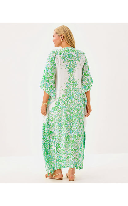 MARILLA SILK MAXI CAFTAN, RESORT WHITE SOL MATES ENGINEERED WOVEN DRESS