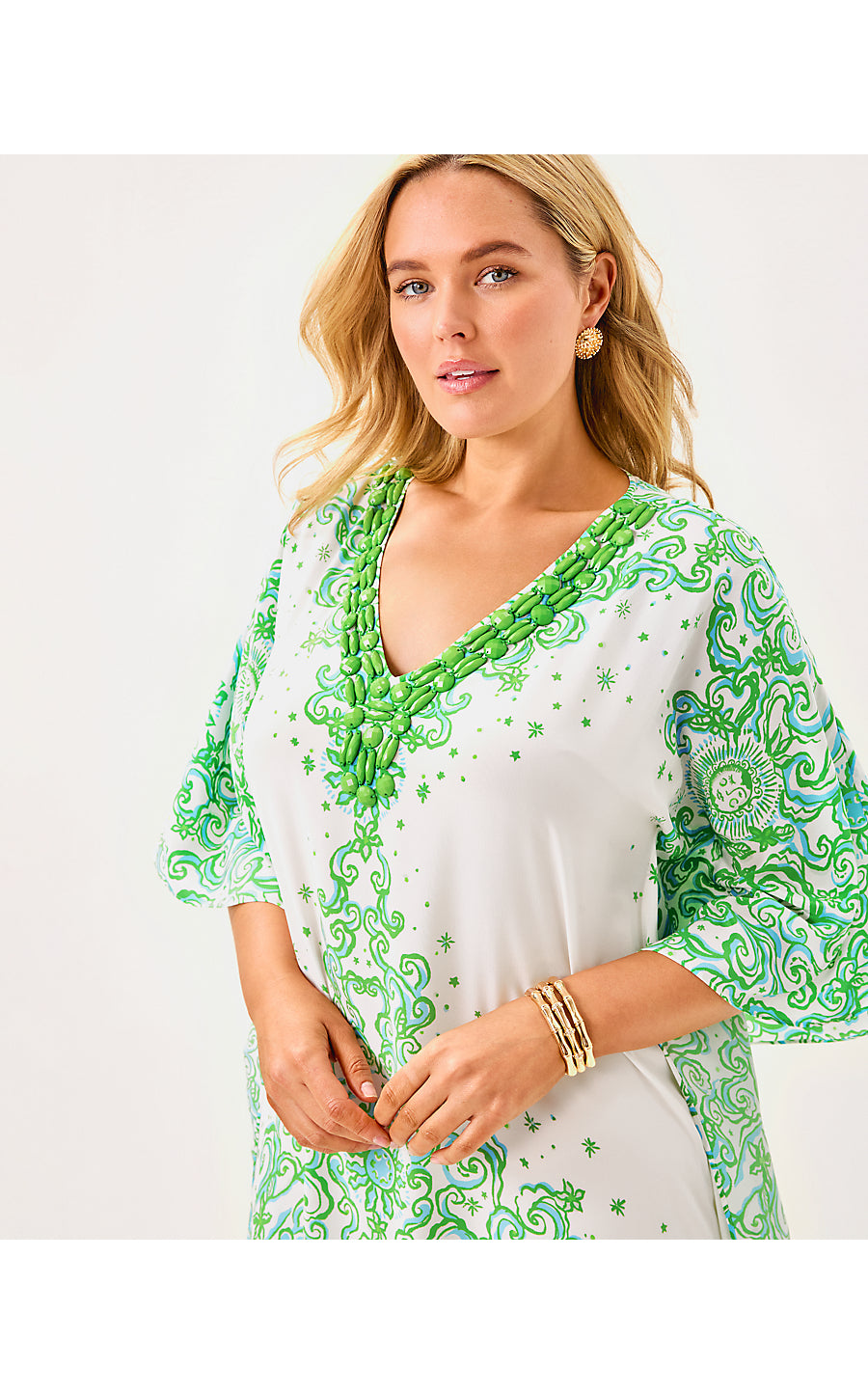 MARILLA SILK MAXI CAFTAN, RESORT WHITE SOL MATES ENGINEERED WOVEN DRESS