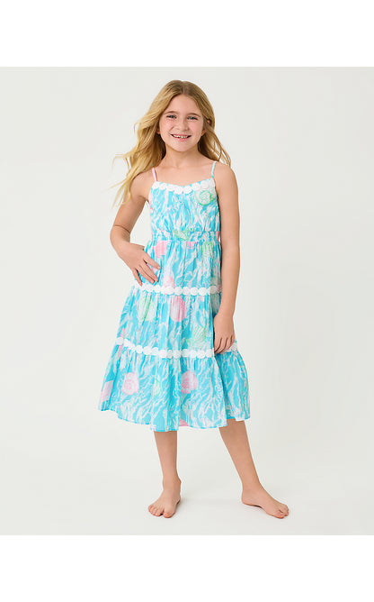 MINI ZANNA MIDI DRESS, CAPRI BLUE SHELDEN