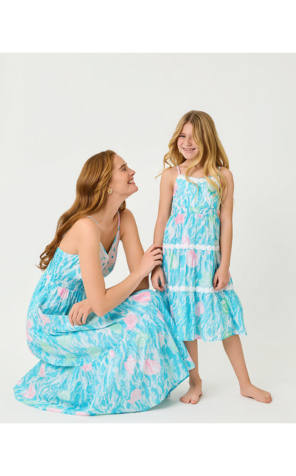 MINI ZANNA MIDI DRESS, CAPRI BLUE SHELDEN
