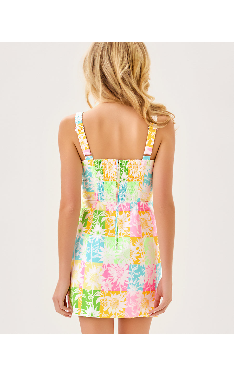 ISLEEN SKIRTED ROMPER, MULTI VIA SUNNY SUNFLOWERS