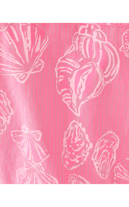 BREAH SLEEVELESS BUTTON DOWN, ROUSSEAU PINK COOL AS SHELL OVERPRINT