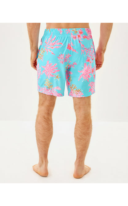 MENS STUFF DEL LAGO SWIM TRUNK, MULTI ROYAL CORAL