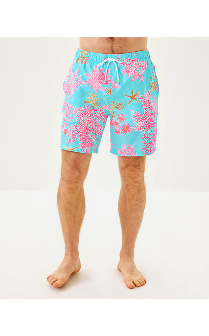 MENS STUFF DEL LAGO SWIM TRUNK, MULTI ROYAL CORAL