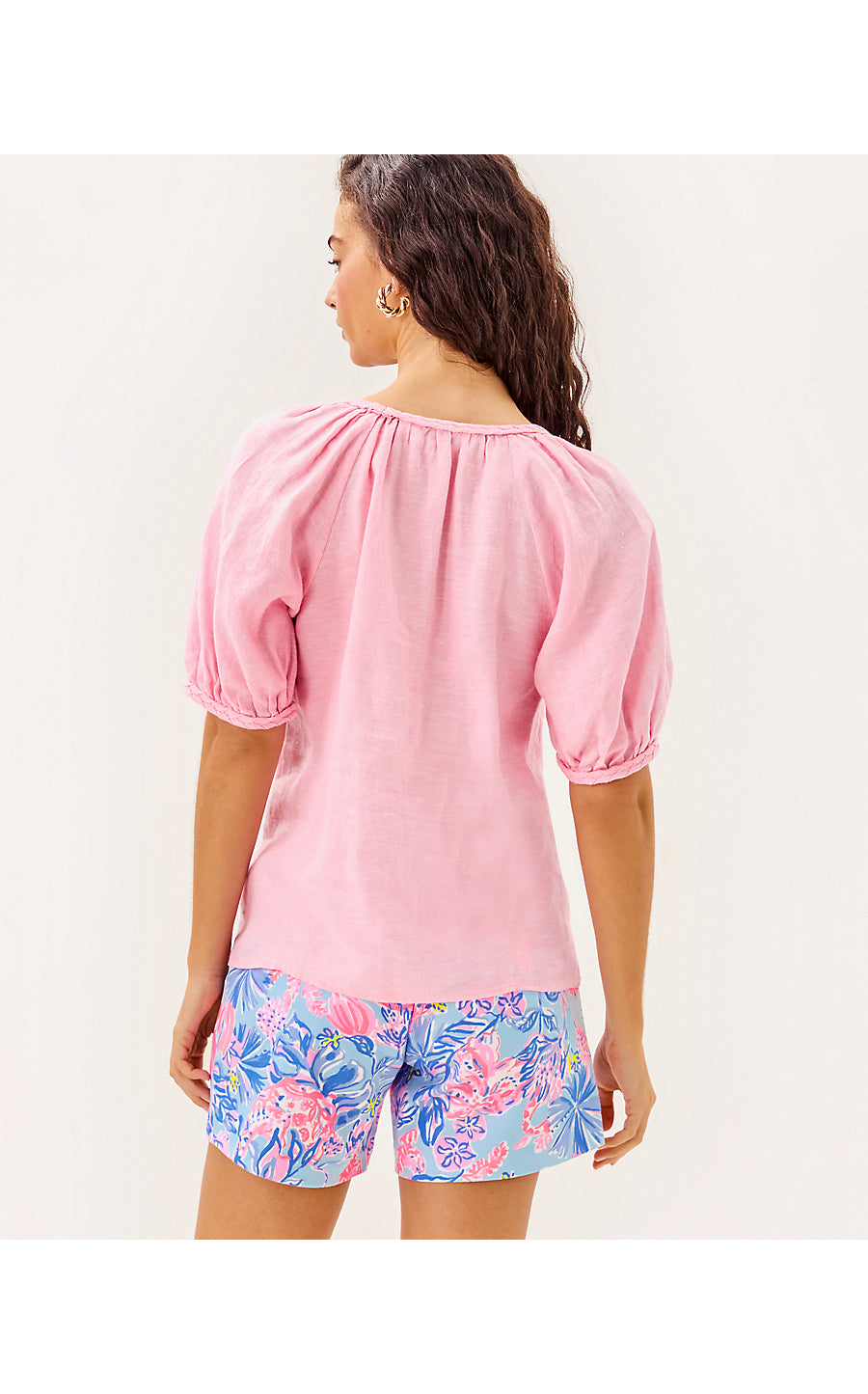 CALAIS SHORT SLEEVE TOP, CONCH SHELL PINK X RESORT WHITE