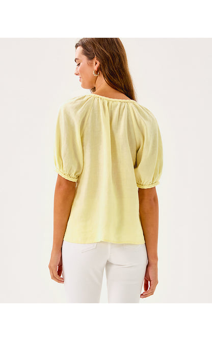 CALAIS SHORT SLEEVE TOP, LIMONCELLO X RESORT WHITE