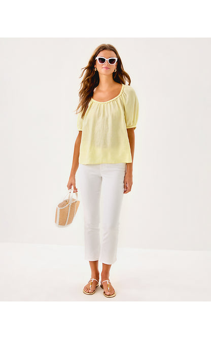CALAIS SHORT SLEEVE TOP, LIMONCELLO X RESORT WHITE