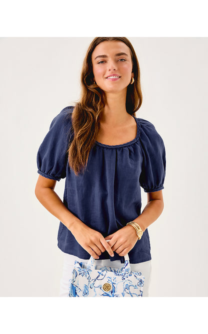 CALAIS SHORT SLEEVE TOP, SAPPHIRE POOL