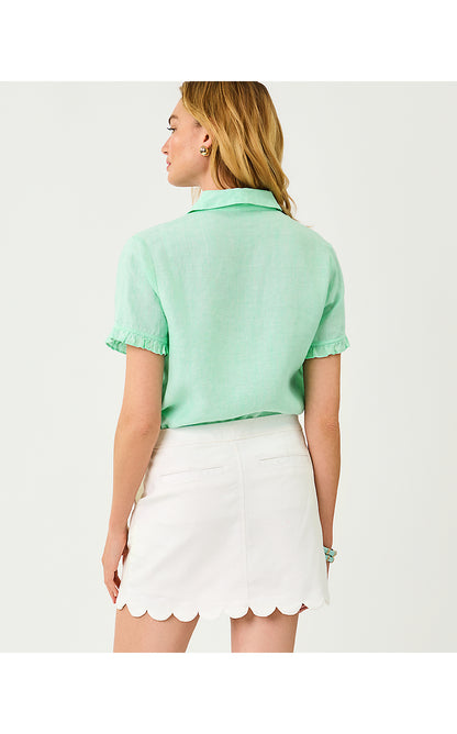 CARDEN RUFFLE TOP, MINT CONDITION X RESORT WHITE