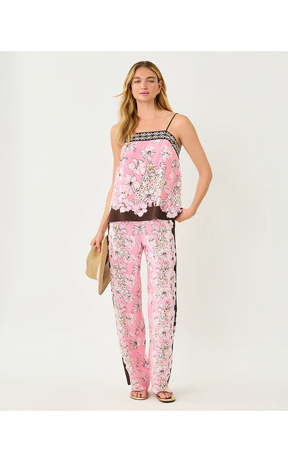 VIANNA SILK PALAZZO PANT, COCO BEACH WILDNESS ENGINEERED PANT
