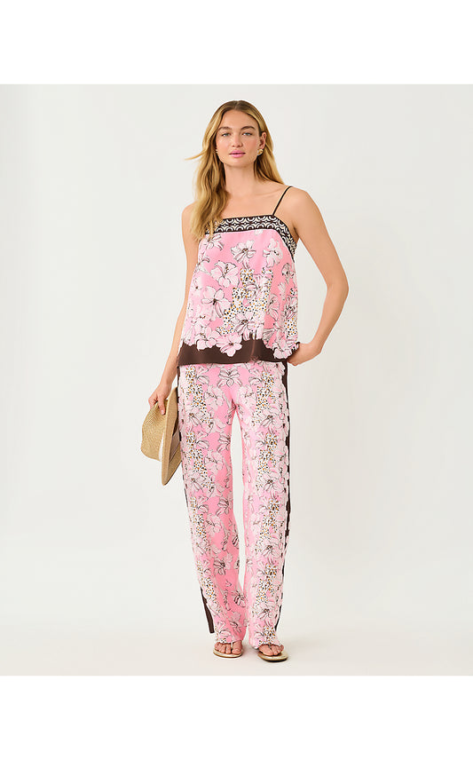 VIANNA SILK PALAZZO PANT, COCO BEACH WILDNESS ENGINEERED PANT