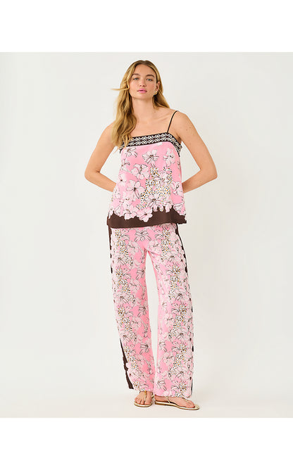VIANNA SILK PALAZZO PANT, COCO BEACH WILDNESS ENGINEERED PANT
