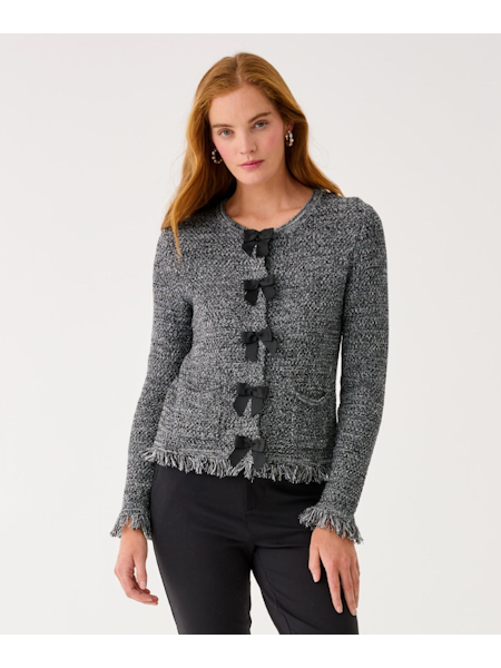 KELSO CARDIGAN, BLACK MARL