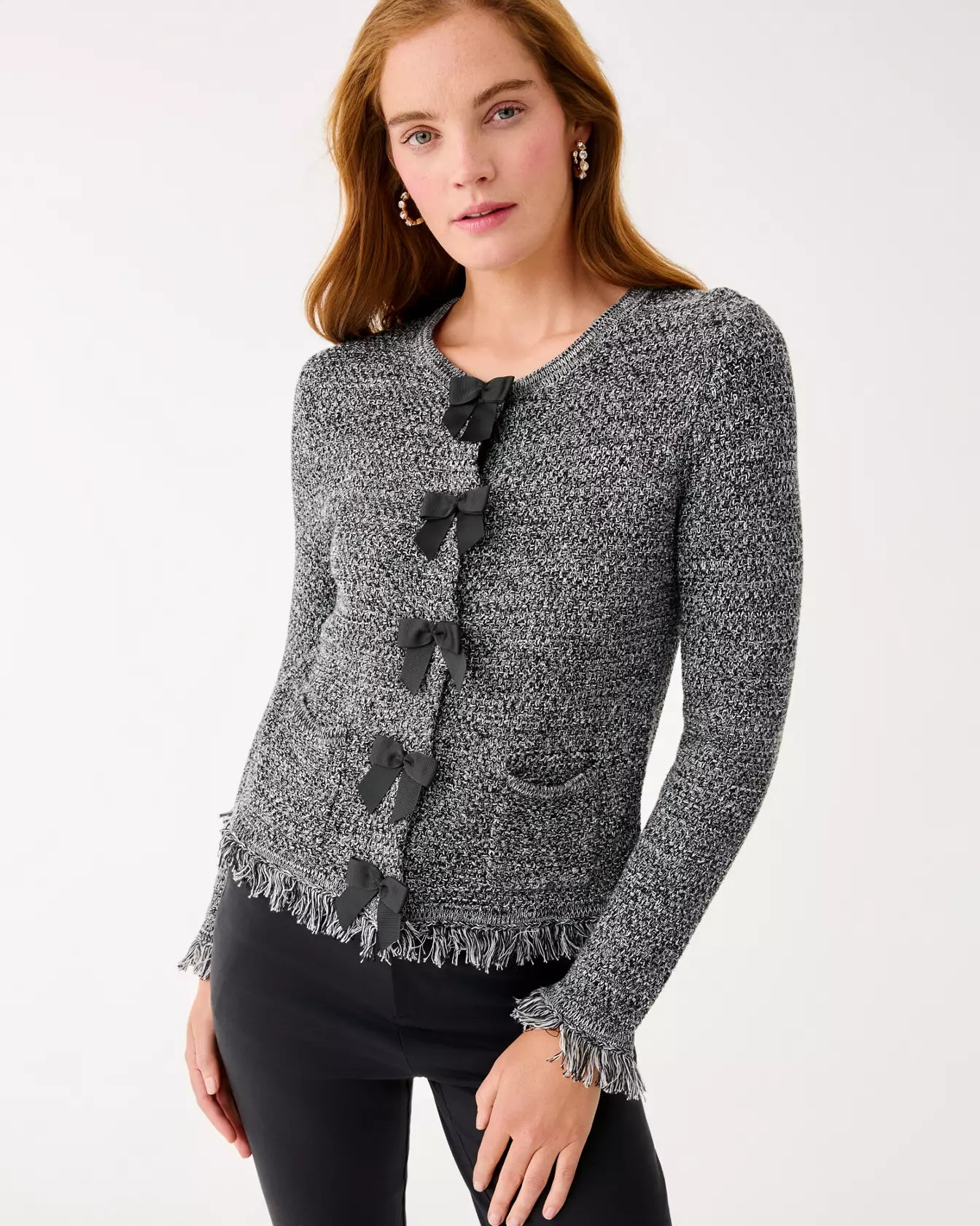 KELSO CARDIGAN, BLACK MARL