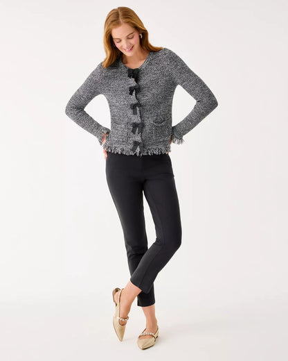 KELSO CARDIGAN, BLACK MARL