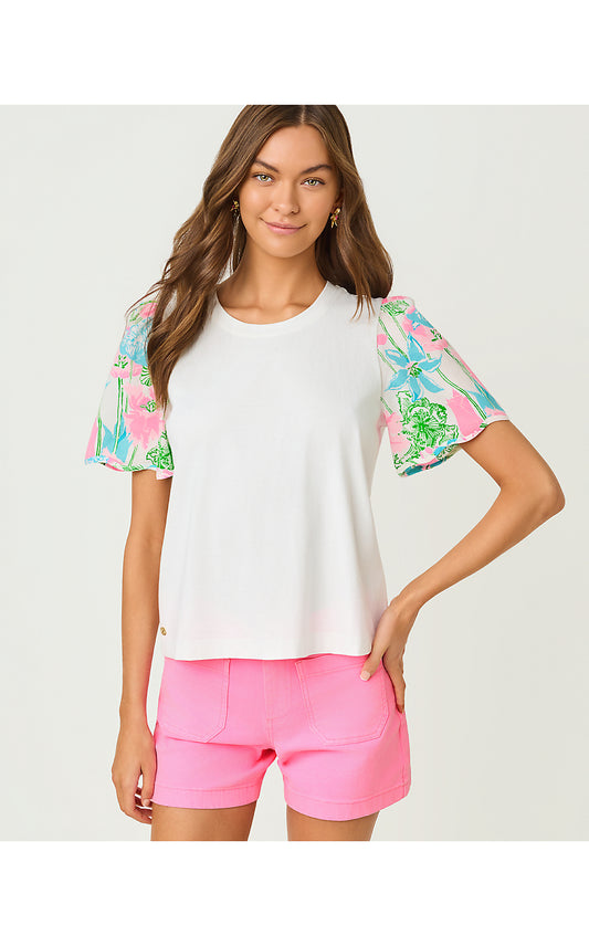 BRITTAN KNIT TOP, RESORT WHITE VINEY LINEY