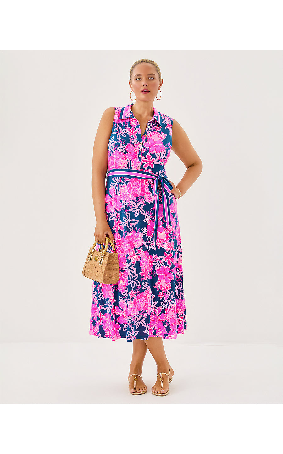RYLAND MIDI DRESS, STARLIGHT NAVY ONCE AND FLORAL ENGINEERED KNIT DRESS