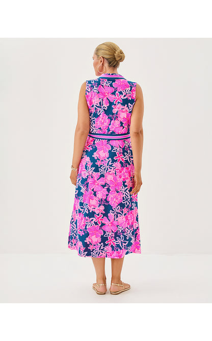 RYLAND MIDI DRESS, STARLIGHT NAVY ONCE AND FLORAL ENGINEERED KNIT DRESS