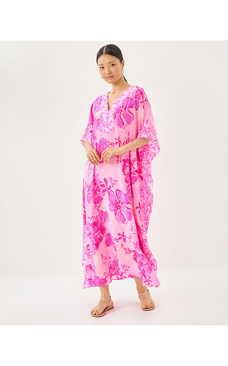 LEVY SILK MAXI CAFTAN, PARIGI PINK SUPPORTING SQUAD ENGINEERED WOVEN DRESS