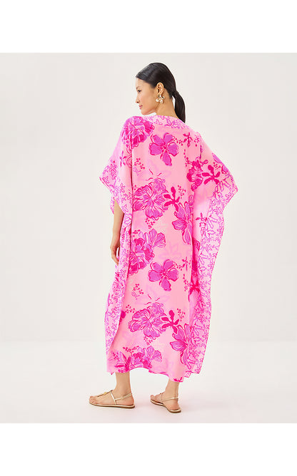LEVY SILK MAXI CAFTAN, PARIGI PINK SUPPORTING SQUAD ENGINEERED WOVEN DRESS