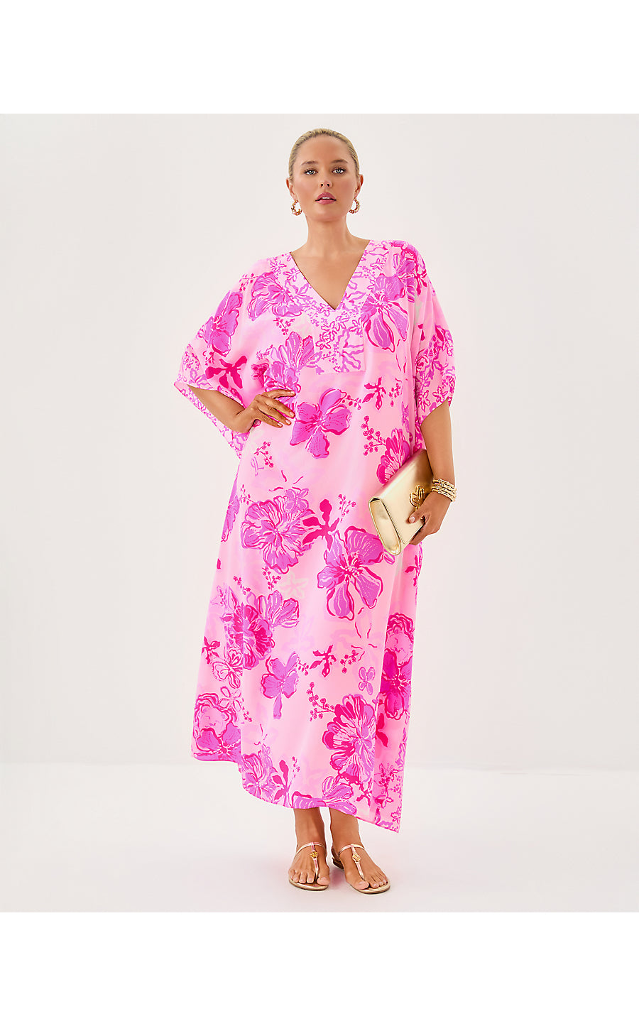 LEVY SILK MAXI CAFTAN, PARIGI PINK SUPPORTING SQUAD ENGINEERED WOVEN DRESS