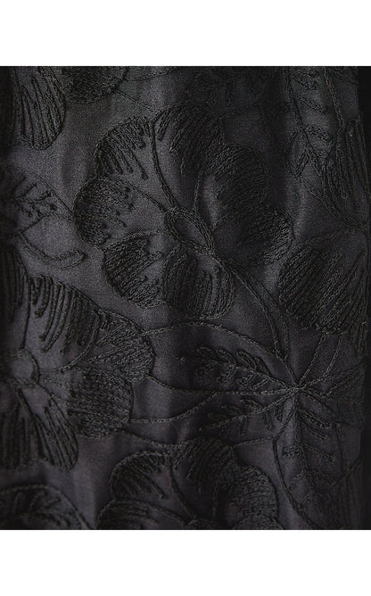 LYNSI MIDI DRESS, NOIR SUNSET BLOOM EMBROIDERED ORGANZA
