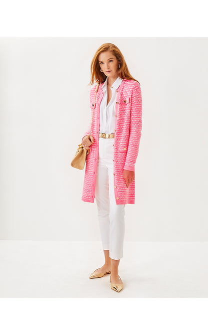 BANEBERRY CARDIGAN, ROUSSEAU PINK METALLIC MARL