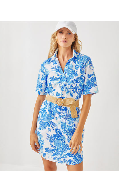 LEONIE SHIRT DRESS, AZURE SOLEIL