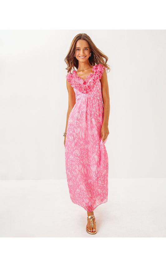 AMBER MAXI DRESS, ROUSSEAU PINK TULIP TO TANGO