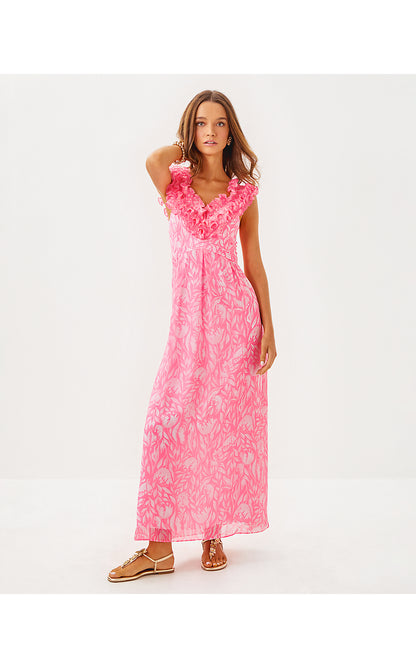 AMBER MAXI DRESS, ROUSSEAU PINK TULIP TO TANGO
