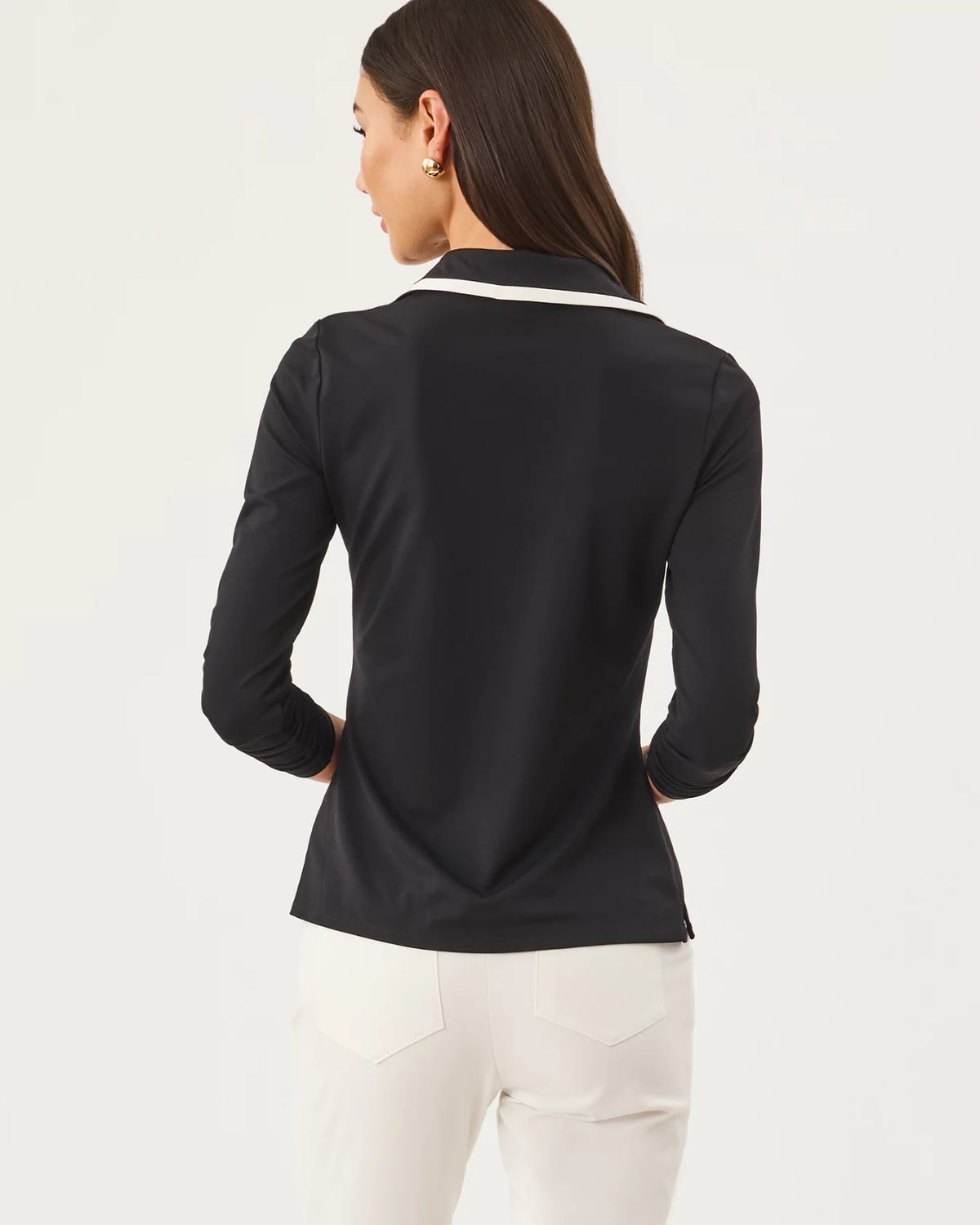 FRIDA HALF ZIP LONG SLEEVE POLO, NOIR