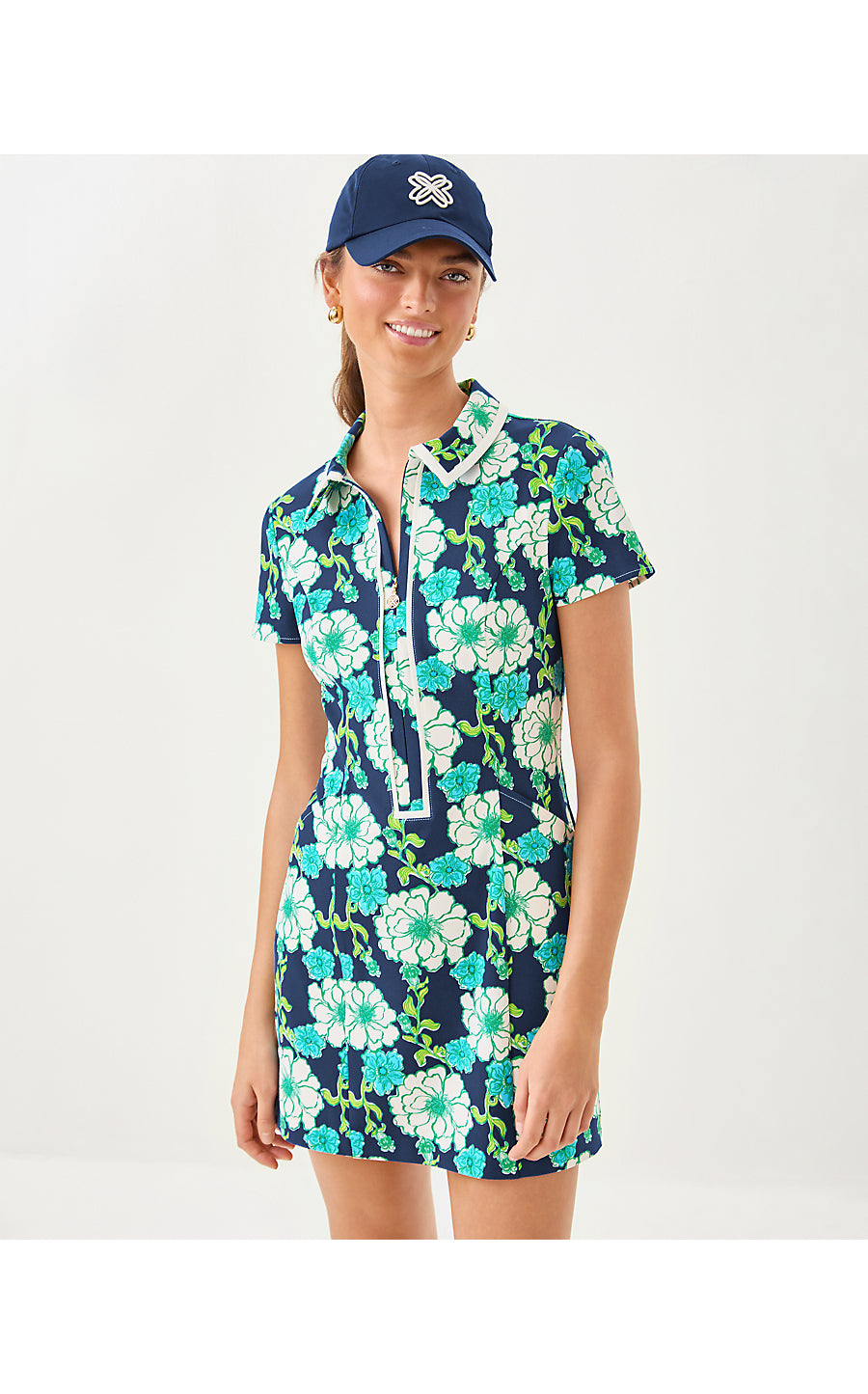 KATHY SHORT SLEEVE DRESS, LOW TIDE NAVY GO BIG GOLF