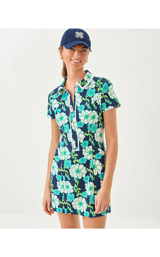 KATHY SHORT SLEEVE DRESS, LOW TIDE NAVY GO BIG GOLF