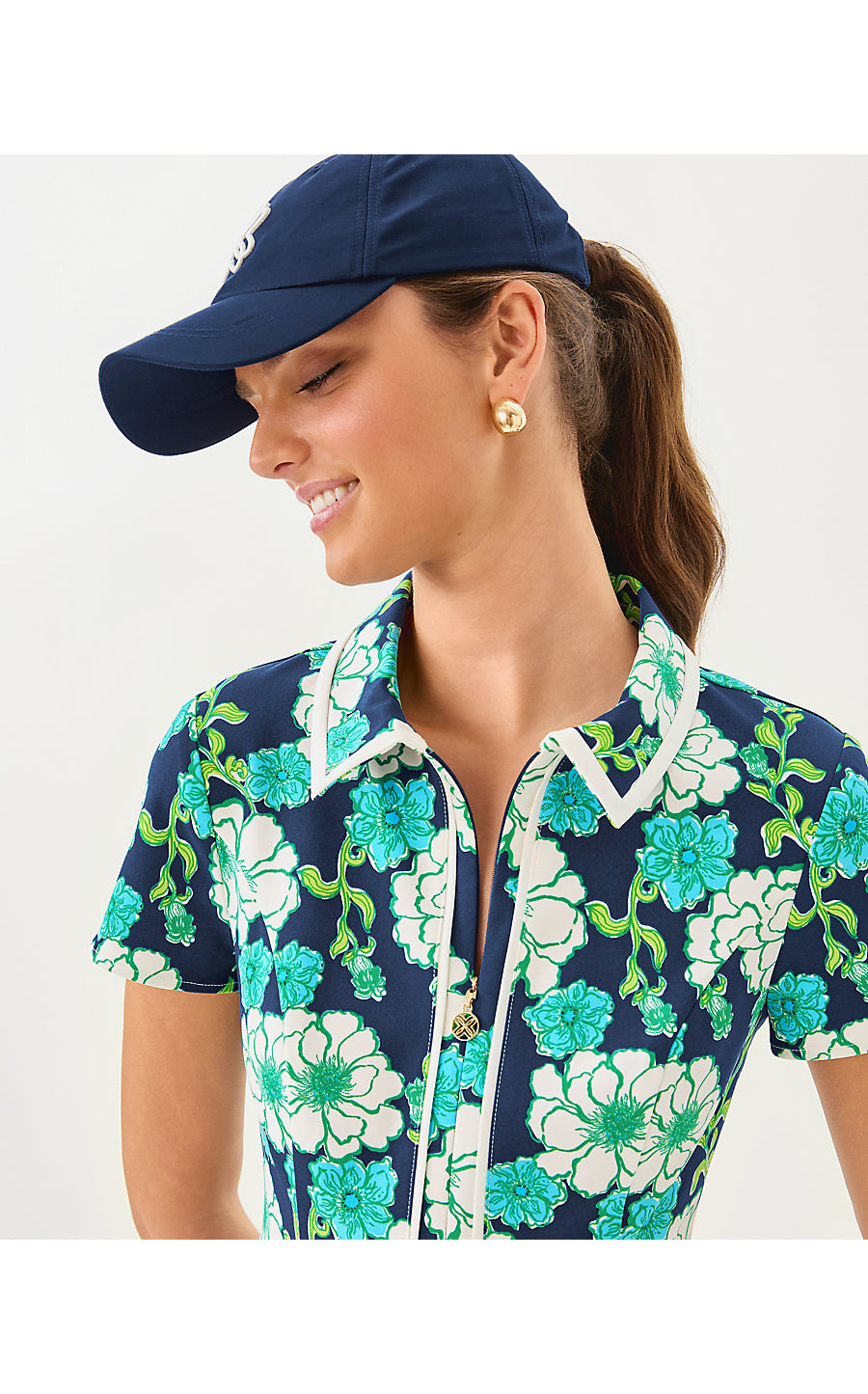 KATHY SHORT SLEEVE DRESS, LOW TIDE NAVY GO BIG GOLF