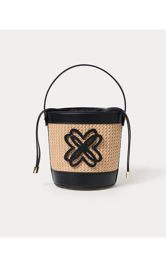 MALIA RAFFIA BUCKET BAG, SUNBAKED TAN