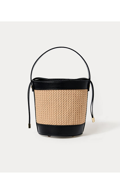 MALIA RAFFIA BUCKET BAG, SUNBAKED TAN
