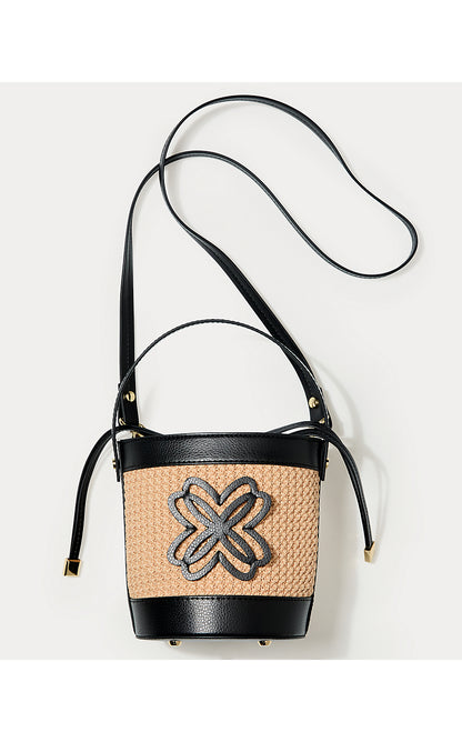 MALIA RAFFIA BUCKET BAG, SUNBAKED TAN