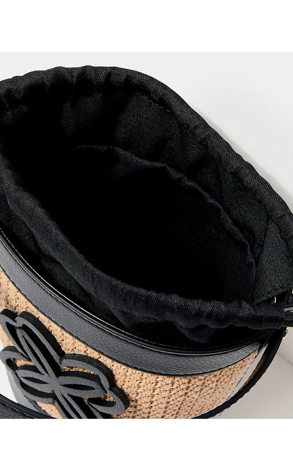MALIA RAFFIA BUCKET BAG, SUNBAKED TAN