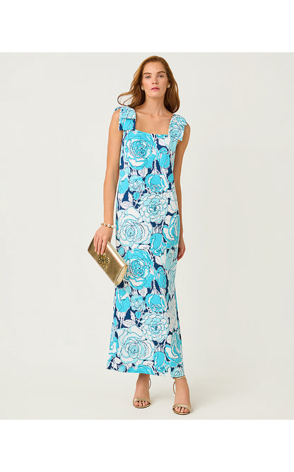 BERNICE MAXI DRESS, CAPRI BLUE ROSANNA