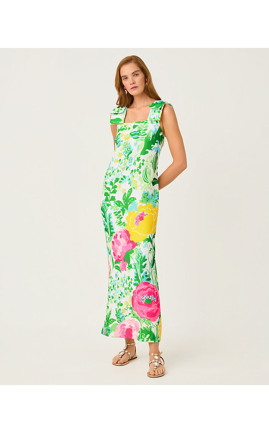 BERNICE MAXI DRESS, MULTI POPPY PARTY ENGINEERED WOVEN MAXI DRESS