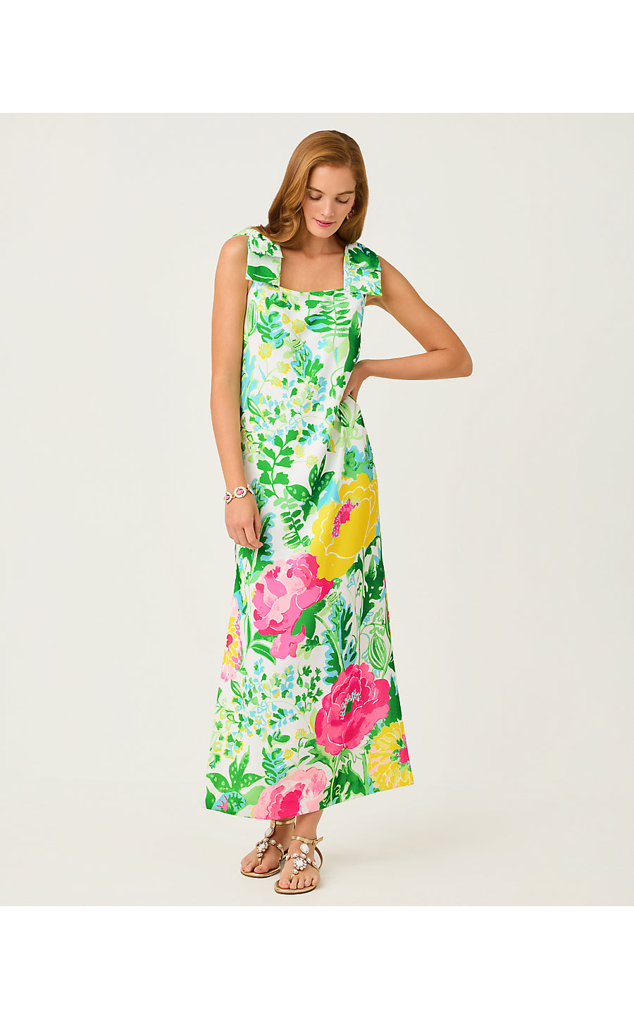 BERNICE MAXI DRESS, MULTI POPPY PARTY ENGINEERED WOVEN MAXI DRESS