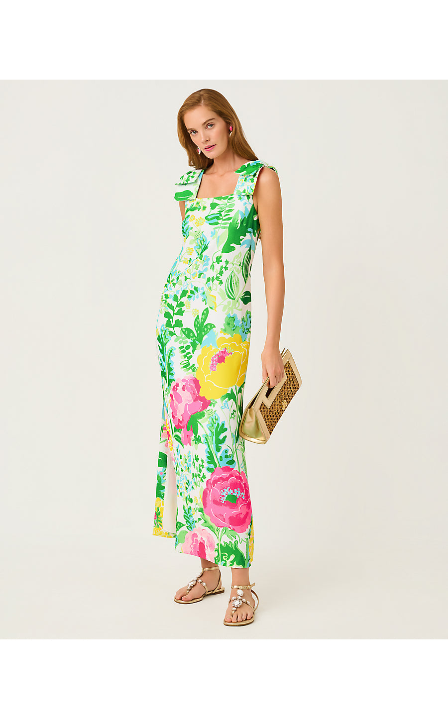 BERNICE MAXI DRESS, MULTI POPPY PARTY ENGINEERED WOVEN MAXI DRESS