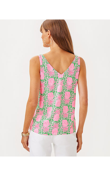 FLORIN STRAIGHT HEM TOP, FAUNA GREEN PARTY LIKE A PINEAPPLE