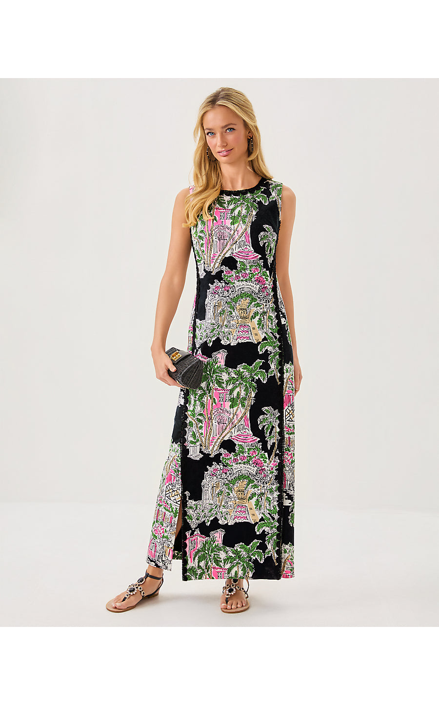 DARLENE STRETCH MAXI SHIFT, ONYX OVERSIZED PB ANNIVERSARY TOILE
