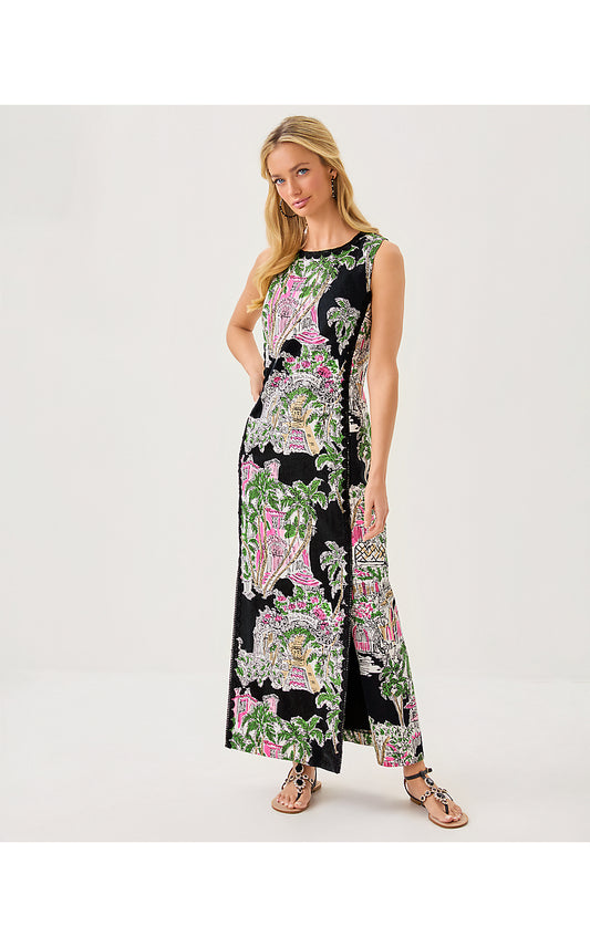 DARLENE STRETCH MAXI SHIFT, ONYX OVERSIZED PB ANNIVERSARY TOILE