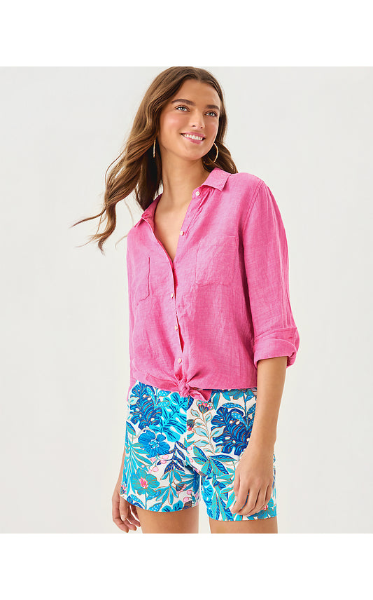 GRETCHEN HIGH RISE SHORT, BREEZY AQUA BEST FRONDS FOREVER