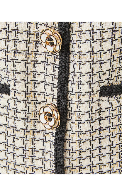 KALARA BOUCLE JACKET, COCONUT LUREX HOUNDSTOOTH BOUCLE