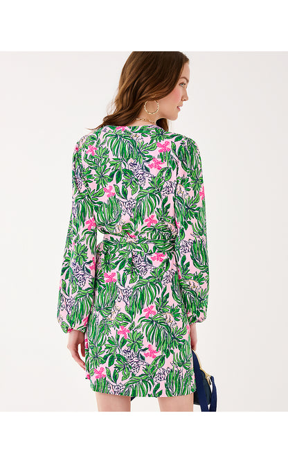 ENSLEY UPF 50+ DRESS, CONCH SHELL PINK ROARING WITH JOY